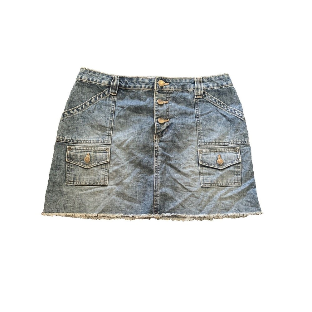 Aeropostale Y2K Cargo Denim Mini Skirt Button Fly Festival Utility Indie Vtg 5/6